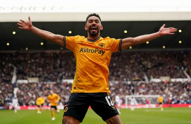 Matheus Cunha celebrates scoring for Wolves