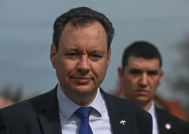 Yacov Livne, the Israeli Ambassador to Poland, is seen in close up