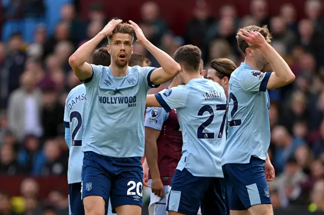 : Kristoffer Ajer of Brentford reacts