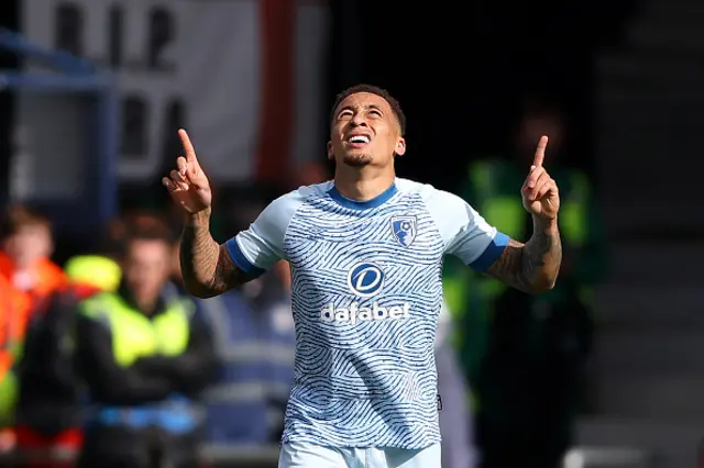 Marcus Tavenier points to the sky after scoring