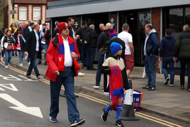 Palace fans arrive at the ground