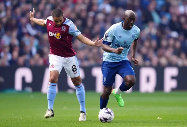 Brentford's Yoane Wissa and Aston Villa's Youri Tielemans