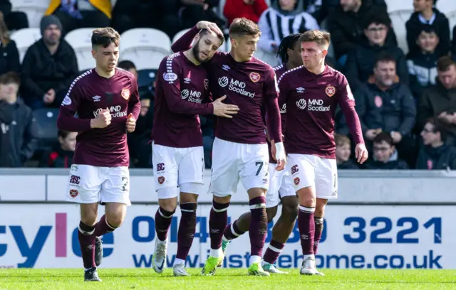 Hearts players celebrating