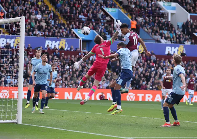 Ollie Watkins of Aston Villa scores a goal