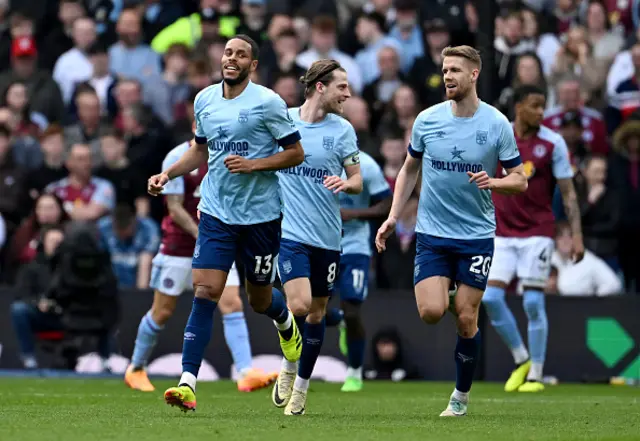 Mathias Jorgensen jogs back for the kick-off after scoring