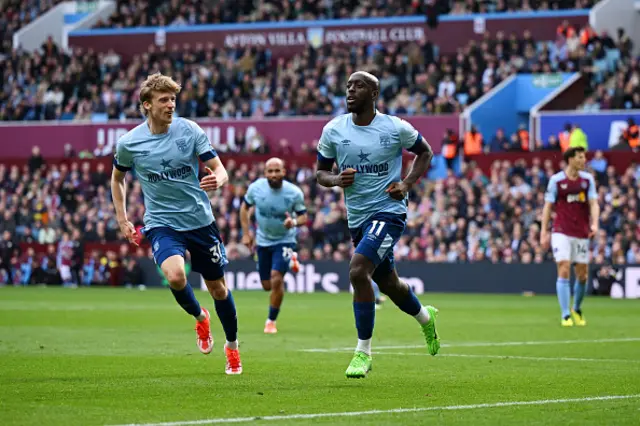 Yoane Wissa of Brentford celebrates scoring