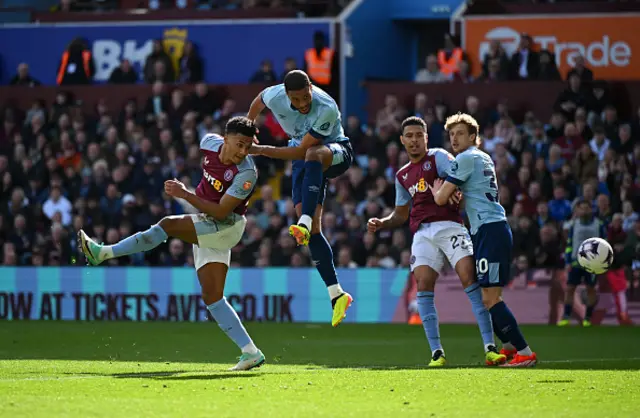 Ollie Watkins heads the ball