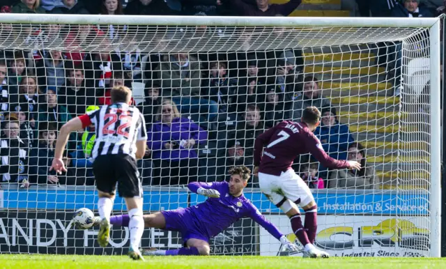 Jorge Grant scores for Hearts against St Mirren