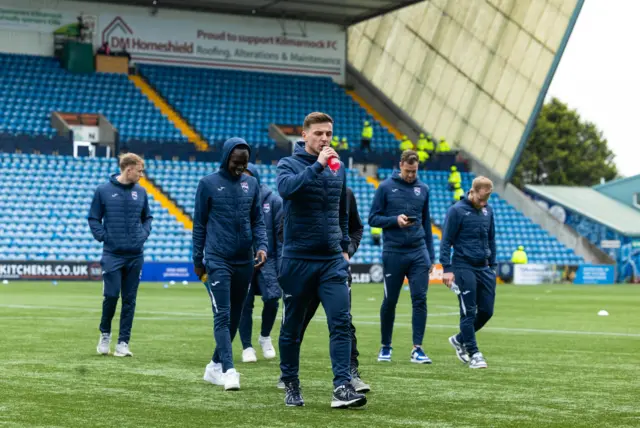 Ross County players at Rugby Park