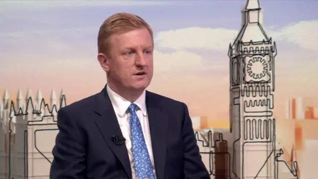 Deputy Prime Minister Oliver Dowden speaking on Sunday with Laura Kuenssberg