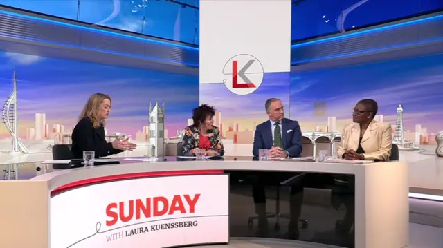 Former Cabinet Secretary Lord Mark Sedwill, Baroness Valerie Amos and comedian Ruby Wax on Sunday with Laura Kuenssberg