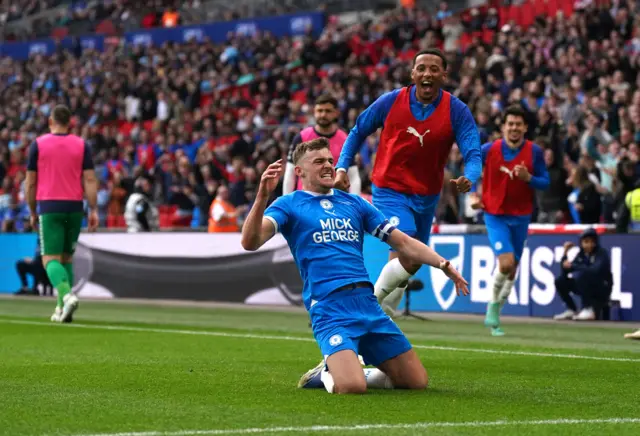 Harrison Burrows celebrates giving Peterborough the lead