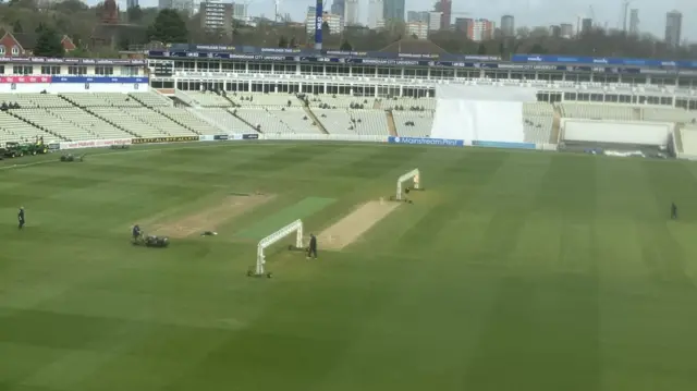 Scene from commentary position at Edgbaston