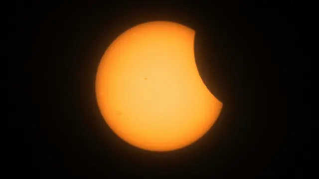 A partial solar eclipse is seen from Mazatlan, Mexico April 8, 2024. REUTERS/Henry Romer