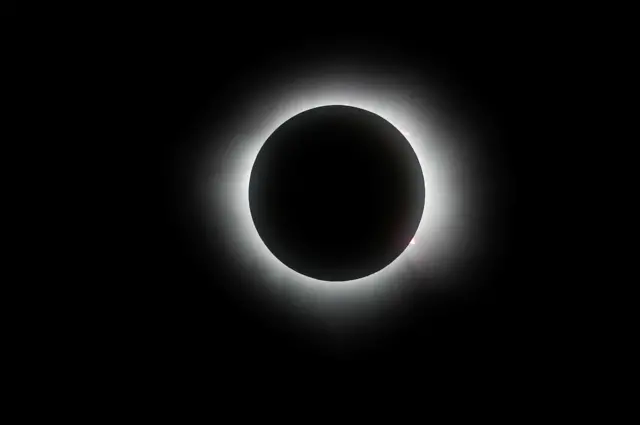 The solar clipse in totality over Mazatlán, Mexico