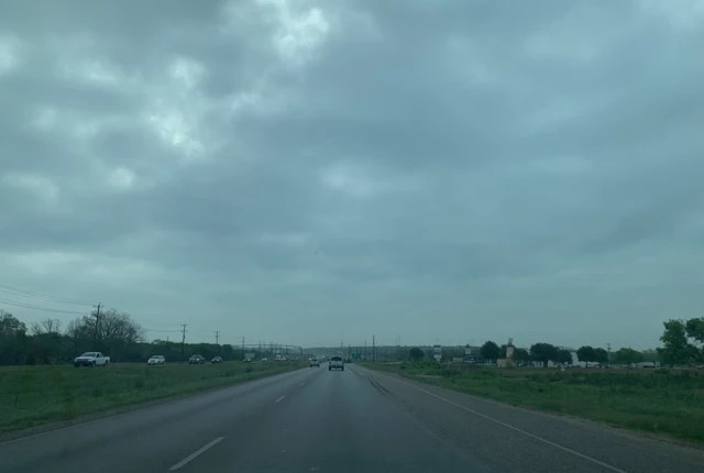 Road with very cloudy skies