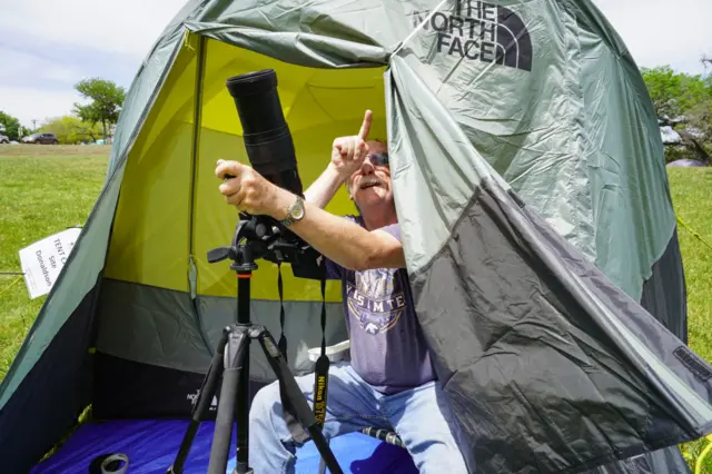 A Texas man waiting to view the solar eclipse