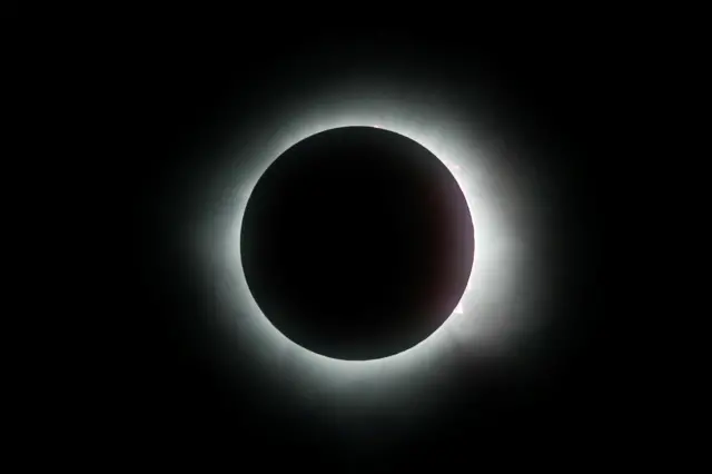 The solar clipse in totality over Mazatlán, Mexico