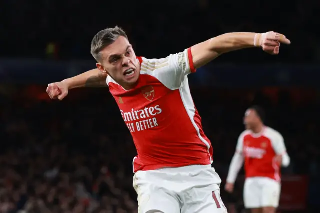 Leandro Trossard celebrates for Arsenal