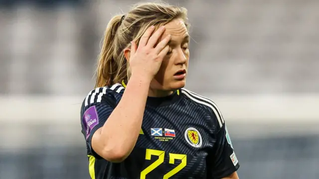 Scotland's Erin Cuthbert looking dejected