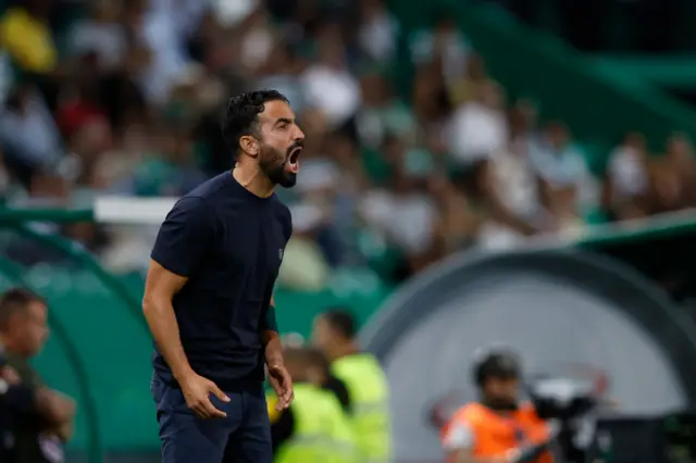 Ruben Amorim shouts from the touchline