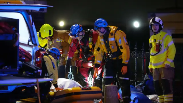 Rescuers in Littlehampton during floods