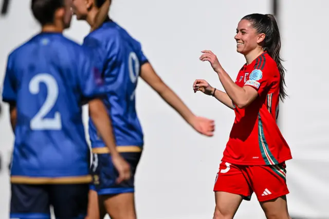 Ffion Morgan celebrates