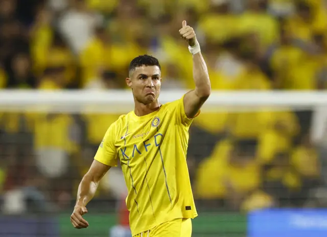 Cristiano Ronaldo reacts after being sent off for Al Nassr