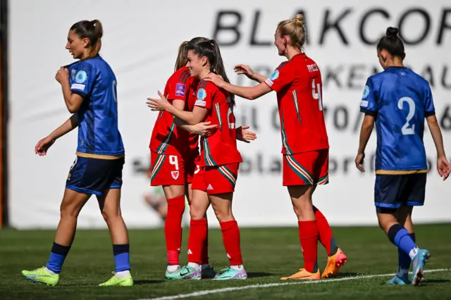 Wales players celebrate