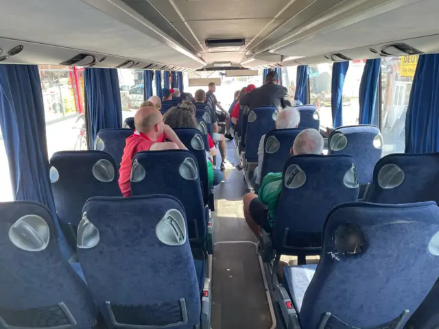 Wales fans on a bus in Kosovo