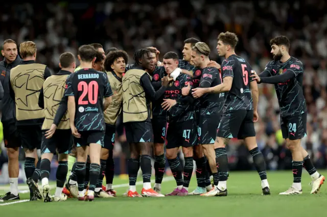 Foden is mobbed after his goal