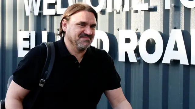 Leeds manager Daniel Farke arrives at Elland Road