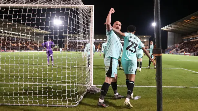 Paddy Madden of Stockport celebrates