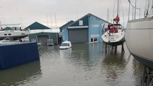 Hamble Marina flooding