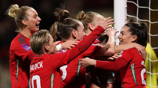 Wales celebrate a goal against Croatia