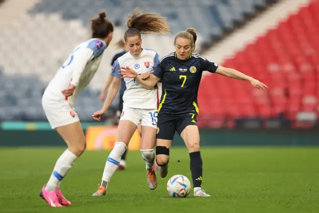 Fiona Brown and Slovakia's Tamara Moravkova in action