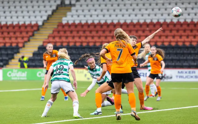 Caitlin Hayes scores a header for Celtic