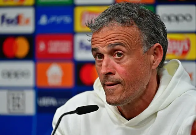 Paris Saint-Germain's Spanish coach Luis Enrique attends a press conference