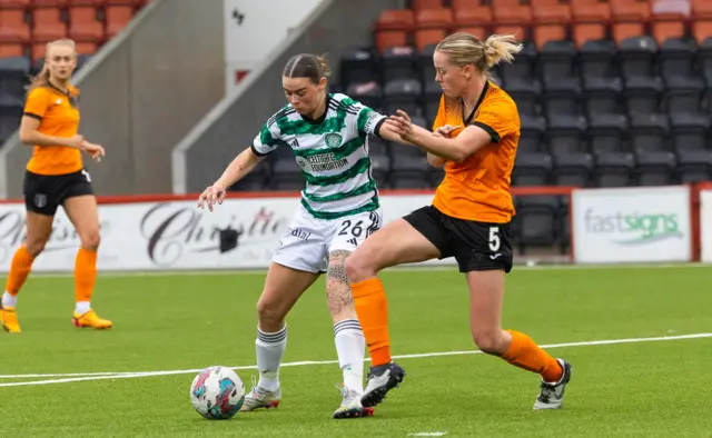 Natasha Flint challenges for the ball against Glasgow City