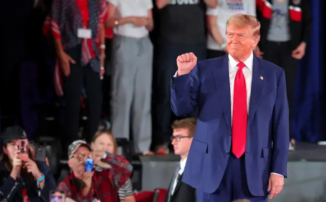 Donald Trump takes the stage in Waukesha