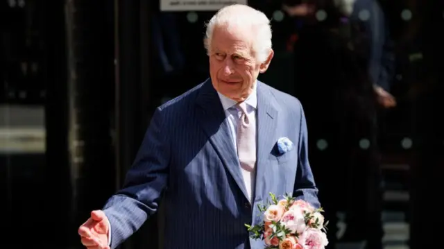 King Charles pictured after visiting the University College Hospital Macmillan Cancer Centre in London.