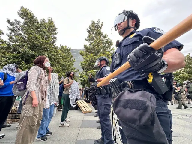 State troopers in riot gear at the University of Texas, Dallas.