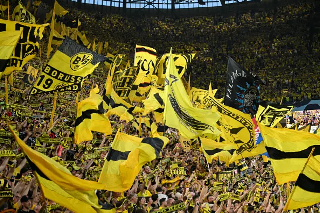 Dortmund fans wave flags