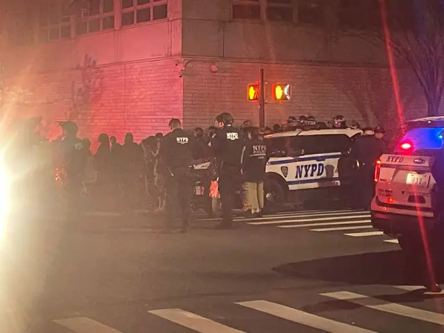 Police outside Columbia University in New York