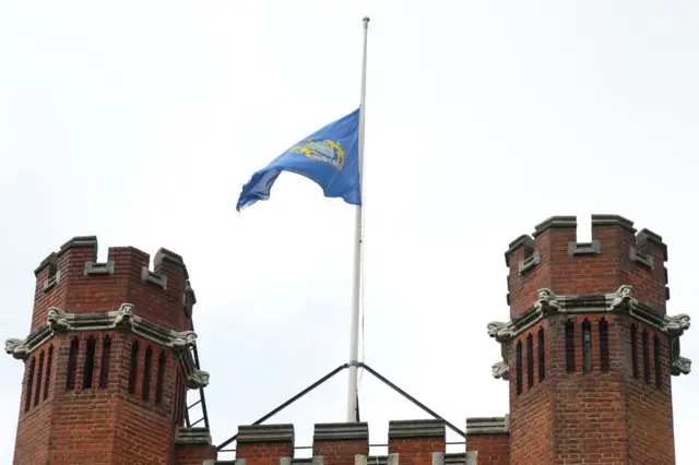 The school's flag is at half-mast today