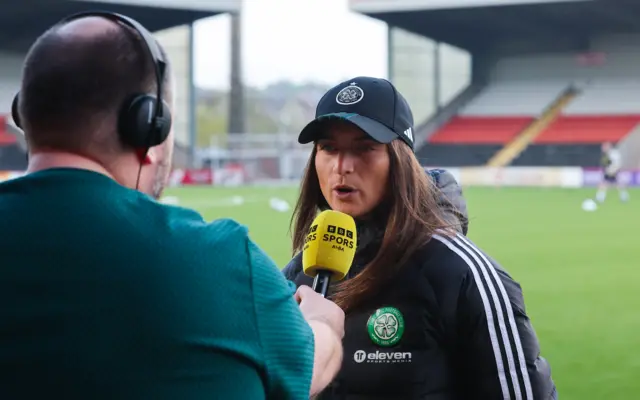 Celtic manager Elena Sadiku speaking to BBC Alba