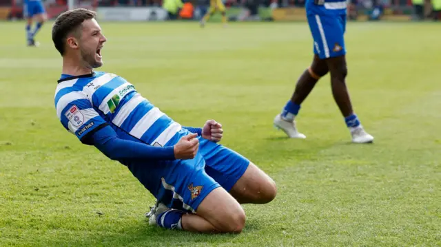 Luke Molyneux celebrates a goal for Doncaster