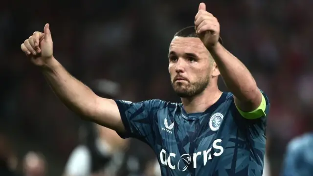 John McGinn gives his thumbs up to fans