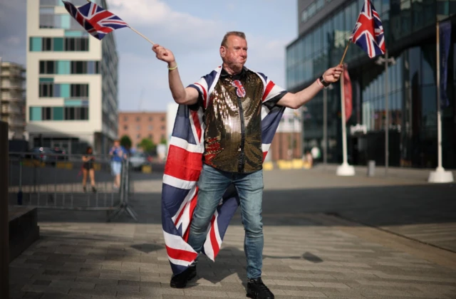 Man with uK flags