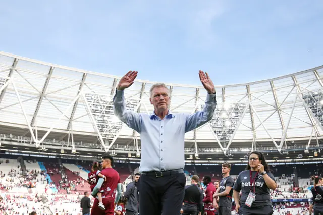 West Ham manager David Moyes waves farewell to the fans